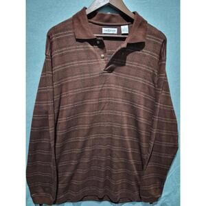 CHERESKIN Rugby Shirt Men M Brown   Long Sleeve Stretch Polo